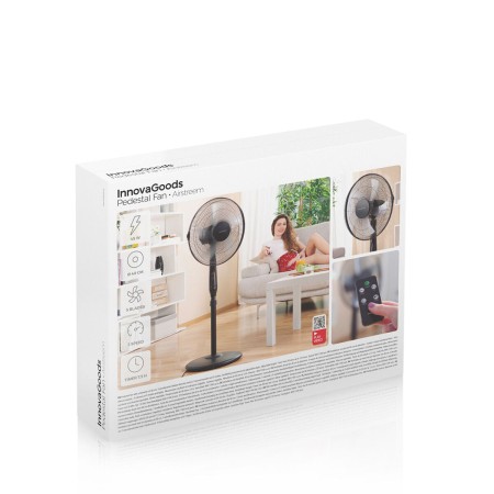 Ventilateur sur Pied avec Télécommande InnovaGoods Airstreem Noir 45 W la colonne vertébrale