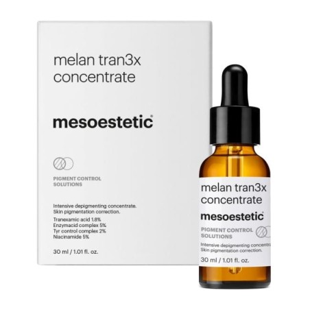 Mesoestetic Melan Tran3x Concentrate 30 ml rembourrage situé sous