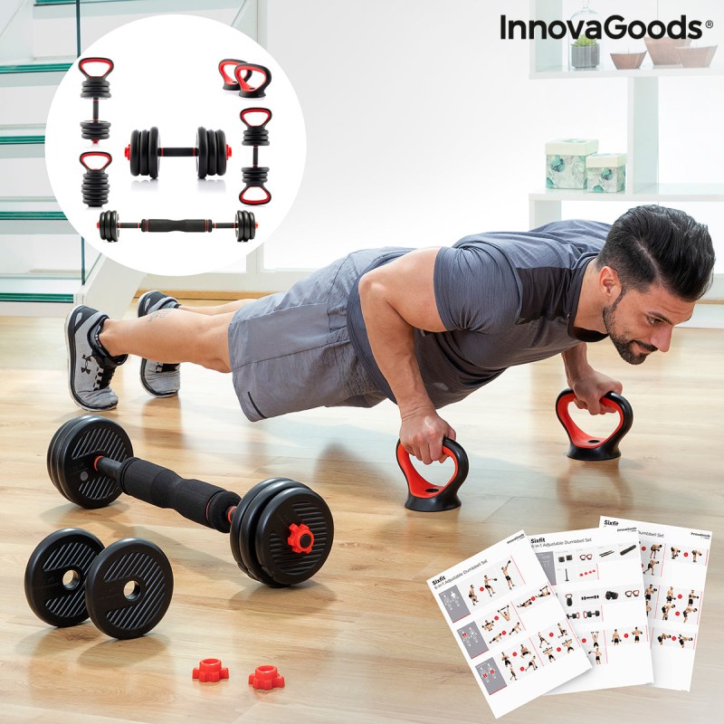 Ensemble de Poids Réglables6 en 1 avec Guide d’Exercices Sixfit InnovaGoods DUMBBELLS Fer (Reconditionné B) de la marque