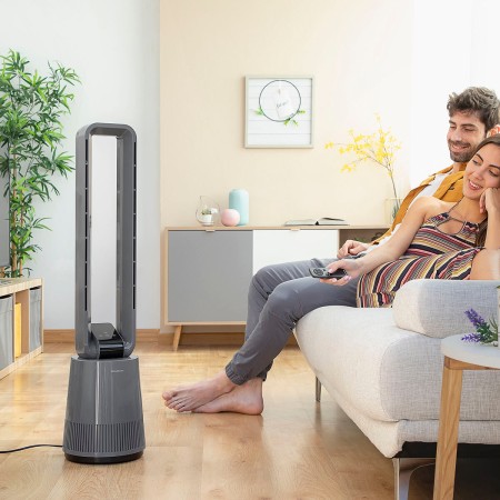 Ventilateur Sans Pales avec Filtre Purificateur et Télécommande InnovaGoods BLOHO Gris (Reconditionné B) À commander